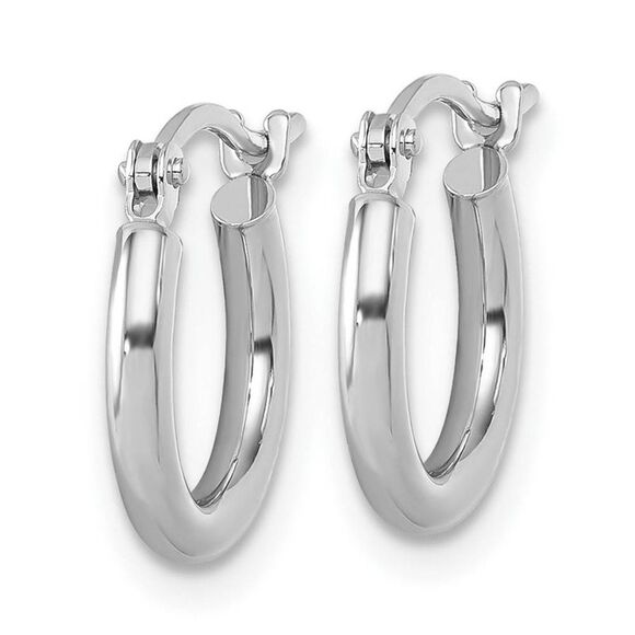 2mm Round Hoop Earrings in 10k White Gold, 13mm (1/2 Inch) - Picture 2 of 6
